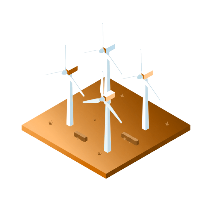 Wind farm with several turbines