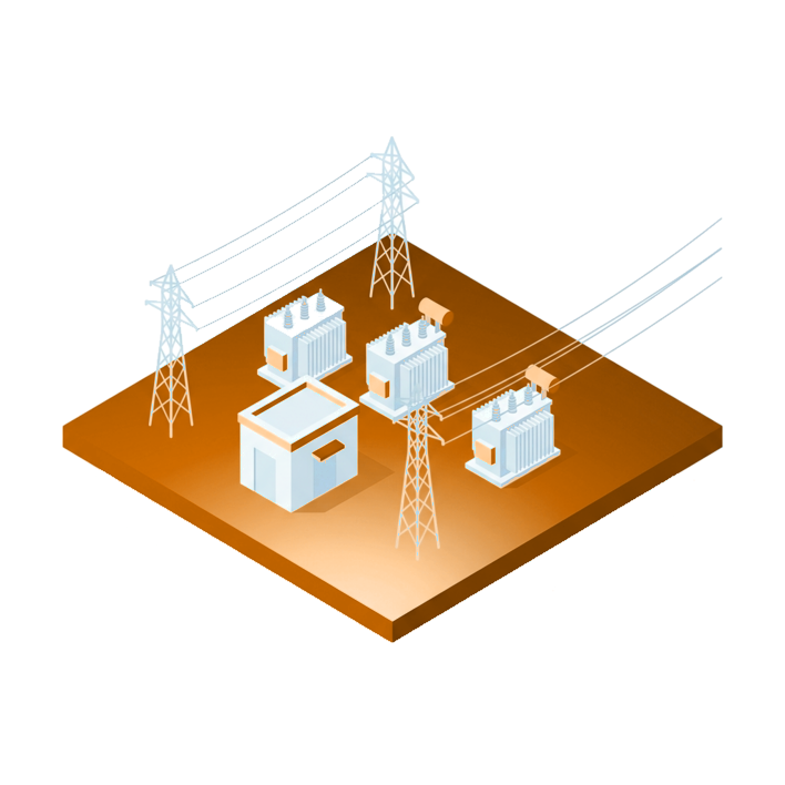 Substation with transmission towers